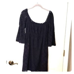 Navy blue crocheted lace dress by Laundry
